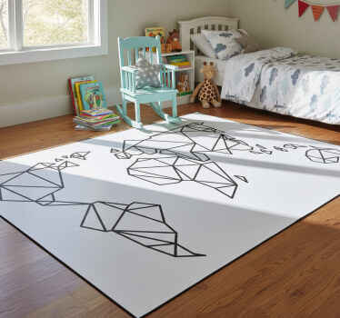 Alfombra vinílica mapamundi decorativa origami - TenVinilo