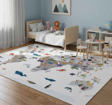 World map vinyl rug nordic style world map rug - TenStickers