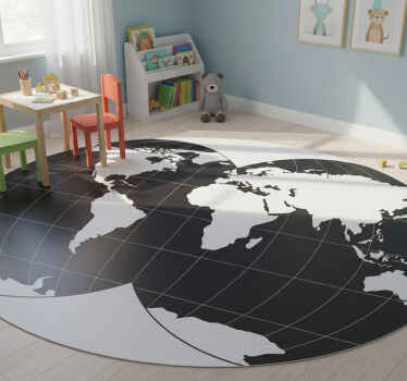 World map vinyl rug double globe decorative vinyl - TenStickers