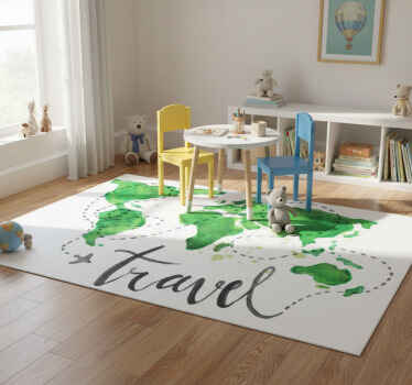World map vinyl rug decorative travel map - TenStickers