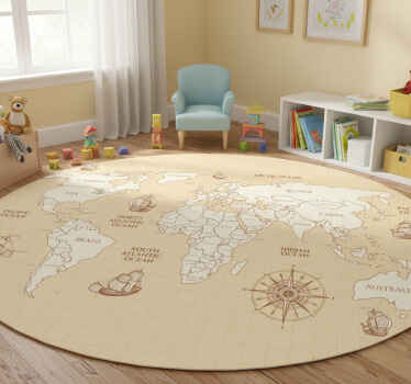 World map vinyl rug antique world map with countries - TenStickers