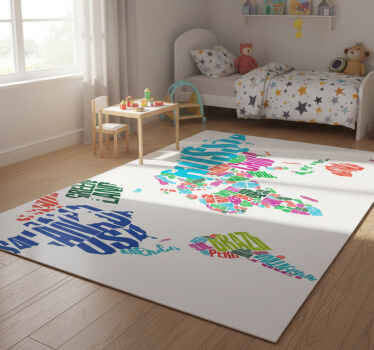 Alfombra vinílica mapamundi países de colores - TenVinilo