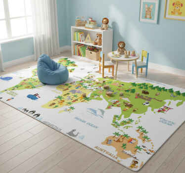 Alfombra vinílica mapamundi mapa de personas en inglés - TenVinilo