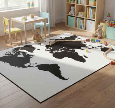 Alfombra vinílica mapamundi mapa mundial monocromo - TenVinilo