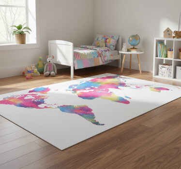 Alfombra vinílica mapamundi efecto tie dye - TenVinilo