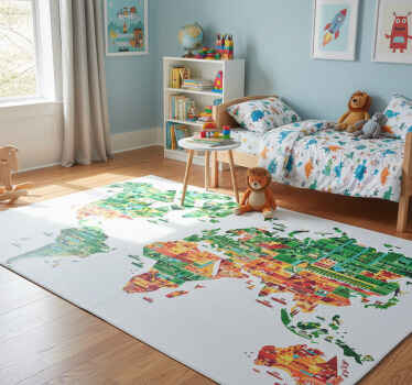 Alfombra vinílica mapamundi decorativa geométrica - TenVinilo