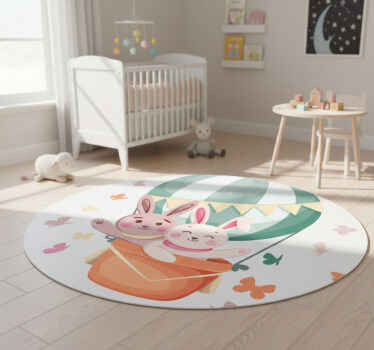 Vinil podovi djeca s prilagođenim zeko balonima - TenStickers