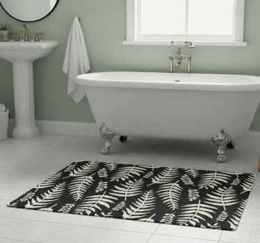 Black ferns bathroom vinyl rug - TenStickers