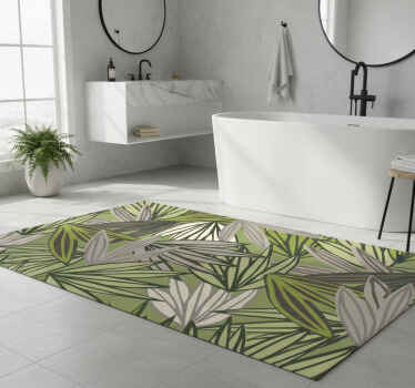 Bathroom vinyl rug jungle wallpaper with trees - TenStickers