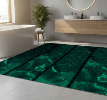 Black and green marble effect bathroom vinyl rug - TenStickers