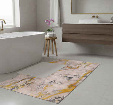 Warm gold marble bathroom vinyl rug - TenStickers