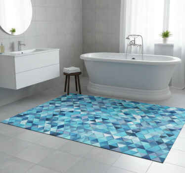 Geometric blue abstract bathroom vinyl rug - TenStickers