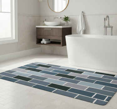 Bathroom vinyl rug in stone gray brick pattern - TenStickers
