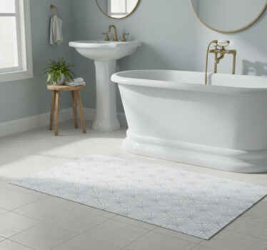 Alfombra vinílica baño patrón de conchas blancas art deco - TenVinilo