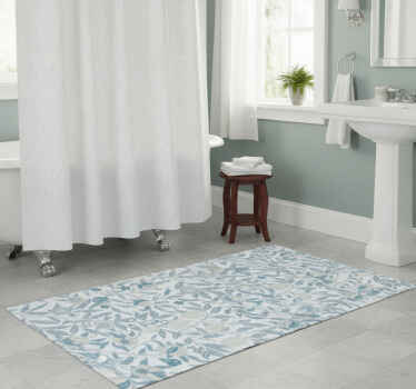 Alfombra vinílica baño flores azules estilo victoriano - TenVinilo