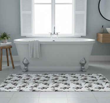 Vinil podovi za kupatilo s uzorkom crno-bijelih vretenca - TenStickers