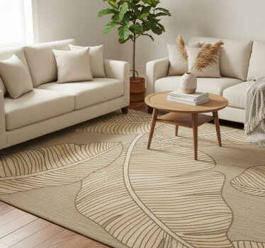 Alfombras vinílicas diseño hojas grandes beige - TenVinilo