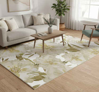 Alfombras vinílicas por metros flores grandes blancas - TenVinilo