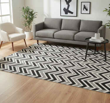 Alfombra vinílica geometría en blanco y negro - TenVinilo