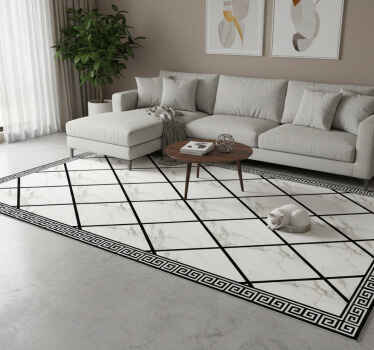 Alfombra vinílica mármol blanco y negro - TenVinilo