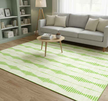 Alfombra vinílica geométrica ikat verde rabaul - TenVinilo