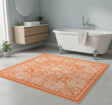 Bathroom vinyl rug paisley tile design - TenStickers
