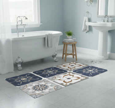 Classic flowers bathroom vinyl rug - TenStickers