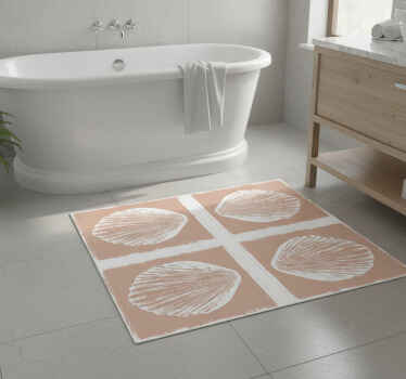 Bathroom vinyl rug retro seashell pattern beige tiles - TenStickers
