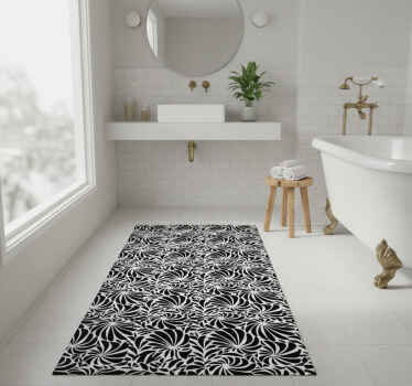 Hojas blancas bathroom vinyl rug - TenStickers