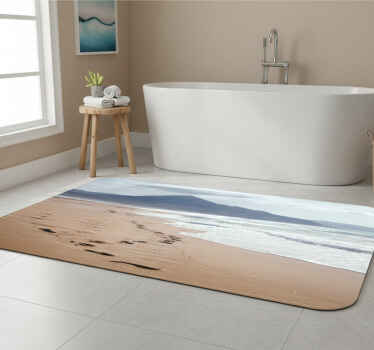 Bathroom vinyl rug beach footprint design - TenStickers