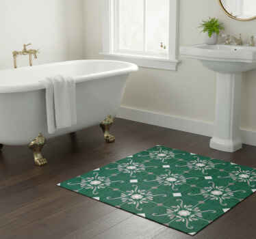 Bathroom vinyl rug in vintage tile design - TenStickers