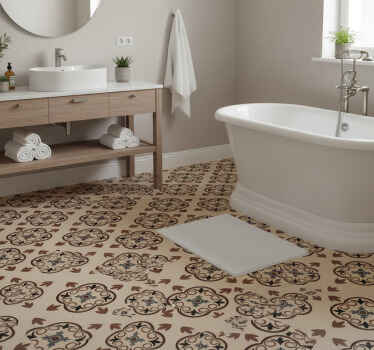 Bathroom vinyl rug in vintage hydraulic cement pattern - TenStickers
