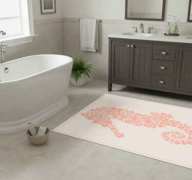 Vinyl teppich bad mit floralem seepferdchen - TenStickers