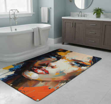 Vinyl teppich bad mit buntem gesichtsmotiv - TenStickers