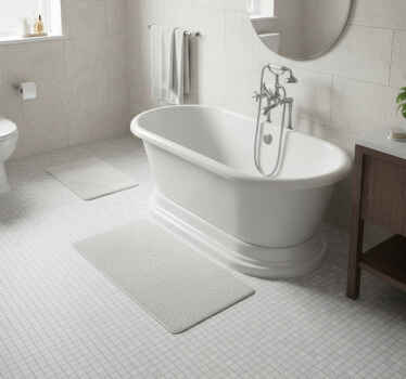 Vinyl teppich bad in weiß-grauem fliesenmosaik - TenStickers