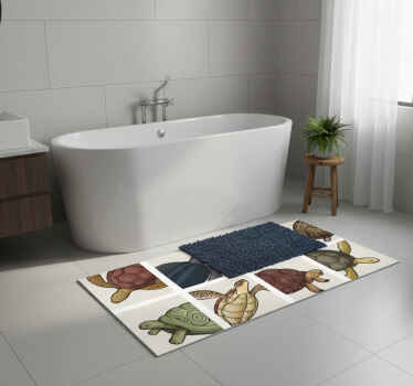 Vinyl teppich bad mit verschiedenen schildkrötenmotiven - TenStickers