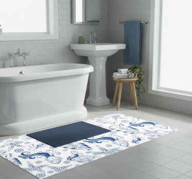 Vinyl teppich bad mit ornamentalem meeresleben dusche - TenStickers