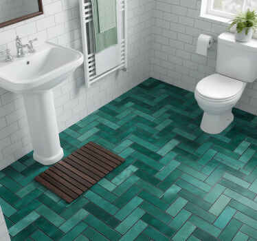 Tappeto vinile bagno a zig zag verde - TenStickers