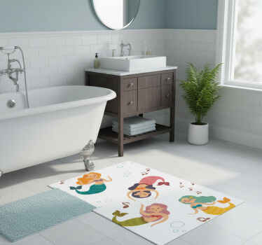 Tappeto vinile bagno sirene danzanti - TenStickers