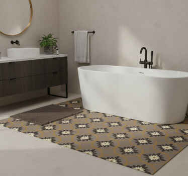 Tappeto vinile bagno motivo cemento marrone idraulico - TenStickers