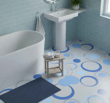 Tappeto vinile bagno bolle blu minimaliste - TenStickers