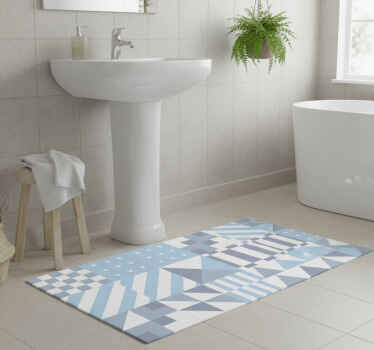 Tappeto vinile bagno motivo geometrico blu - TenStickers