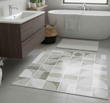 Tappeto vinile bagno forme interconnesse in scala di grigi - TenStickers