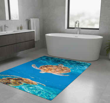 Tappeto vinile bagno tartaruga bella sott'acqua - TenStickers