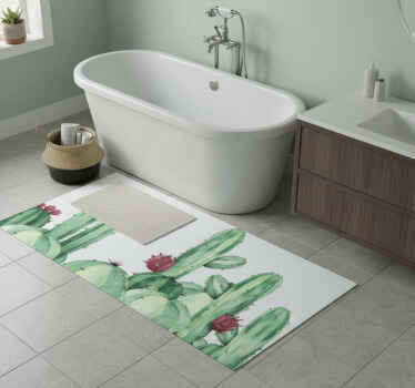 Vinyl teppich bad mit kaktuspflanzen design - TenStickers