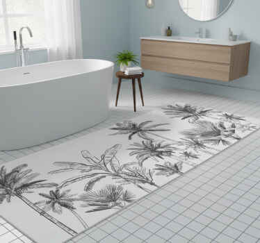 Vinyl teppich bad mit tropischen baumskizzen - TenStickers