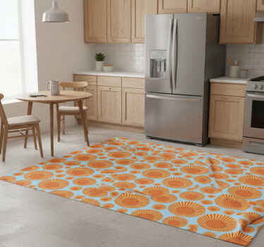 Tapis vinyle cuisine 70's soleil réfrigérateur - TenStickers