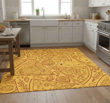Kitchen vinyl rug with italian food icons - TenStickers