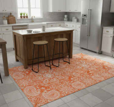 Kitchen vinyl rug paisley tile design - TenStickers