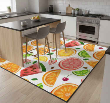 Kitchen vinyl rug fruit border design - TenStickers